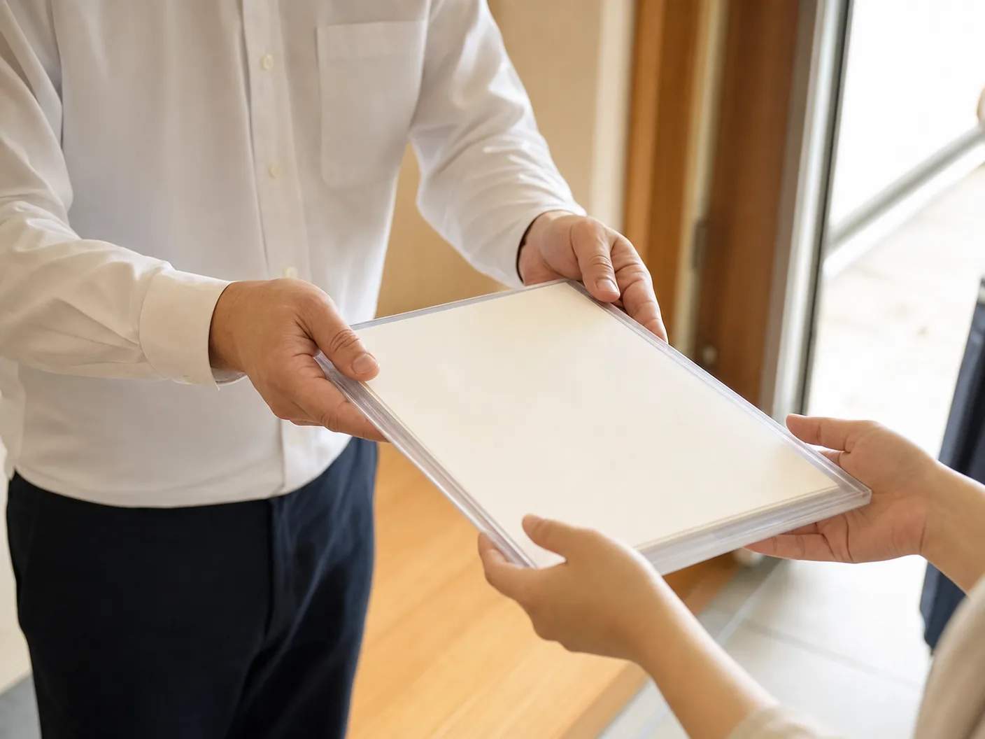 ご自宅での書類受け渡し
